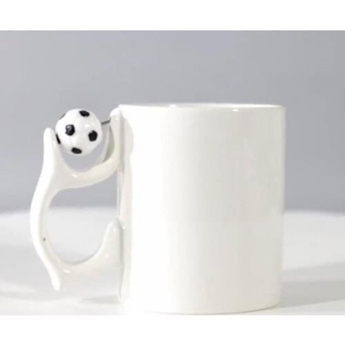 Ceramic Mug Soccer Ball Design Sports Latte Coffee Tea Cup with Handle Creative Gift for Coaches Soccer Sport Fans Players