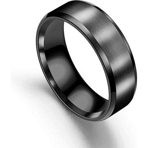 AsJerlya 8mm Matte Stainless Steel Rings Charm Jewelry Ring Men Titanium Steel Black Rings For Women Man