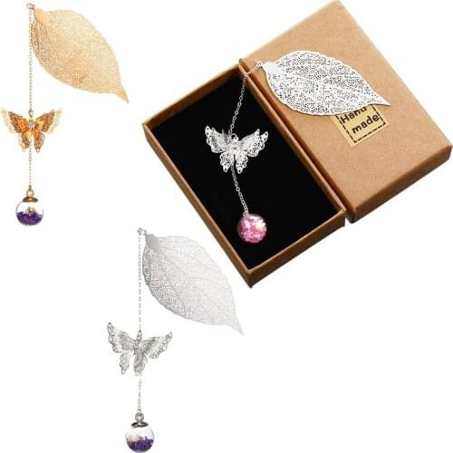 3 Pieces Metal Leaf Bookmarks, Graduate Student Reading Page Markers Bookend Pendant Bookmark Beautiful Metal Bookmark