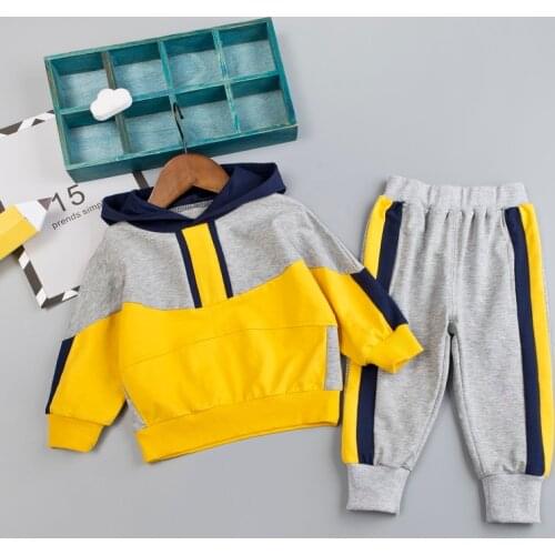 Baby Boy Clothing Set Cotton Sport Suit Pants Hooded Coat 2PCS Sort Costume Kids Tracksuit Girls Clothes Outfits Color Stitching