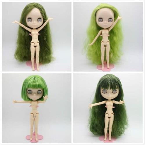 Without eyes chips joint body Nude blyth doll for DIY green hair 0316