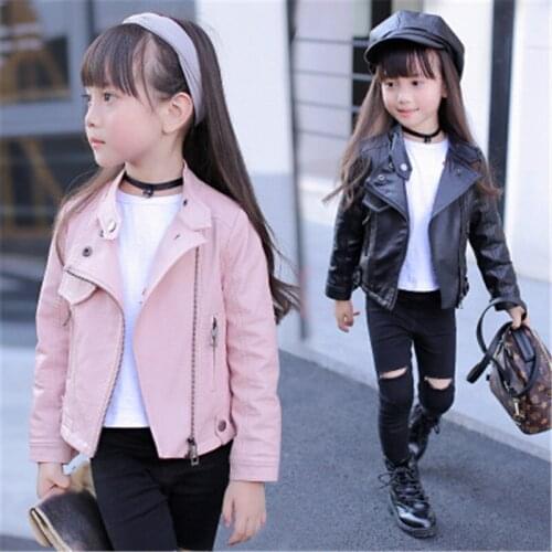 Jackets For Girls Clothes Classic Collar Coats Teen Windbreaker Clothing For Girls Leather Coat Children Overwear
