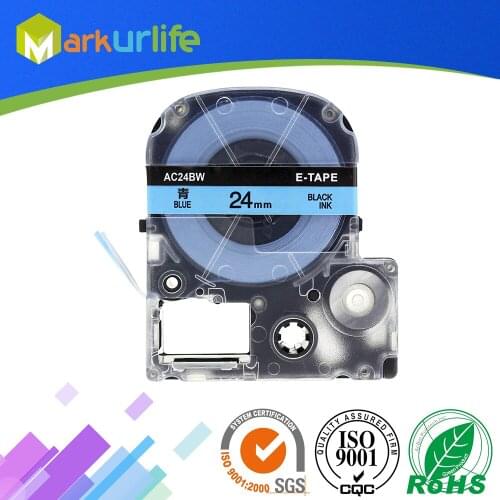 Markurlife 1 Pack SC24B Blue Label Black Text 24mm Printer Tape Compatible EPSON Label Printer Ribbon, For King Jim TEPRA Tape P