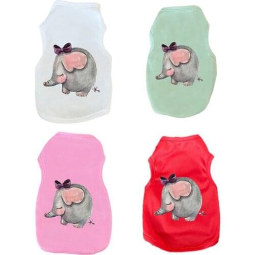 Cute Dog Clothes Summer Dog Printed Vest For Small Dog Pet Cat Clothing Chihuahua Puppy Pet Dog Cartoon Elephant Shirt Vest