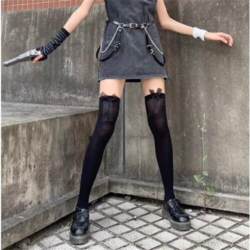 Cute Women‘s Hosiery Thin Bow Up Thin Silk Stocking Hose Ladies Sexy Bow Tights Stockings Over-Knee-Socks