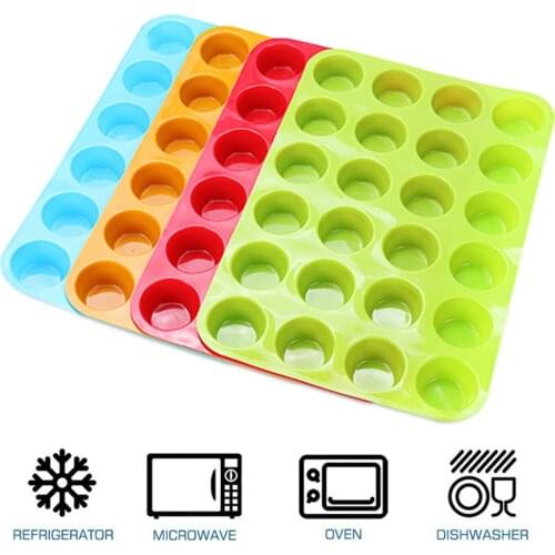 Mini Muffin Cup 24 Cavity Silicone Soap Cookies Cupcake Bakeware Pan Tray Mould Home DIY Cake Mold Home Kitchen Accessories