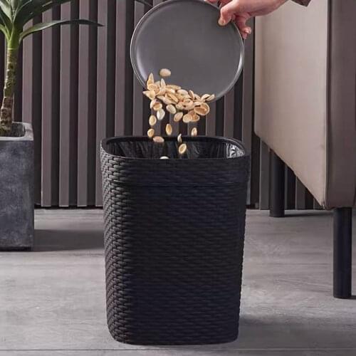 Trash Can Bolsa Bas Imitation Rattan Without Cover Home Living Room Bedroom Simple Creative Fashion Kitchen Modern Office Square