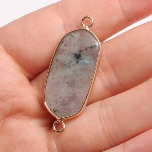 Natural Stone Pendants Connector Rectangle Semi-precious Stone Pendant Necklace Pendant for DIY Jewelry Making Size 16x40 mm