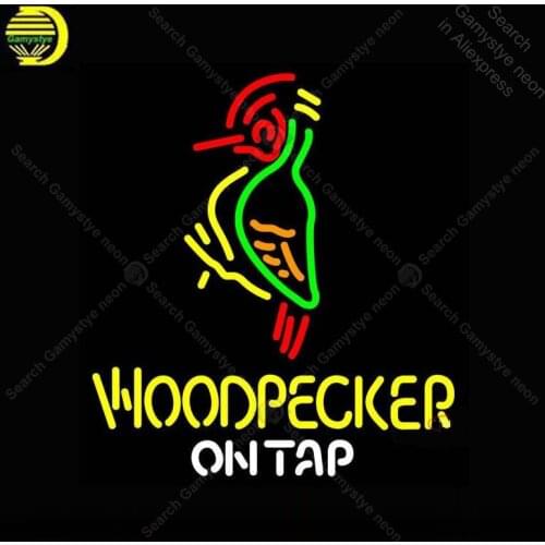 Neon sign For Woodpecker Hard Cider on tap Neon Bulb sign display Iconic Beer Handcraft Lamp advertise Letrero enseigne lumine