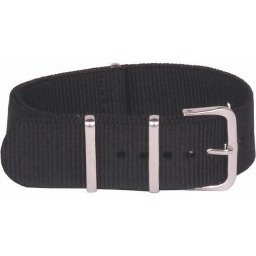 14mm 16mm 18mm 20mm 22mm 24mm Retro Solid Black Army Sports watchband Nylon Watches Strap Wristwatch Band Buckle fabric
