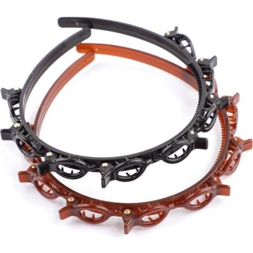 2020 New Korean Mens And Womens Resin Multi-layer Hollow Woven Headbands Bangs Clip Multifunctional Hairstyle Hairpin