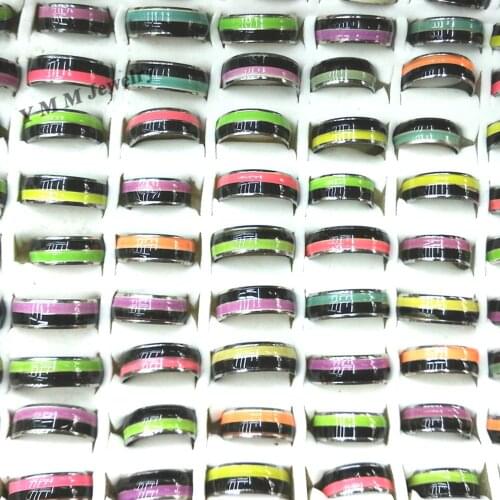 New Arrive 8mm Width Two Stripes Mood Rings Changes Color From Temperature 100pcs/lot