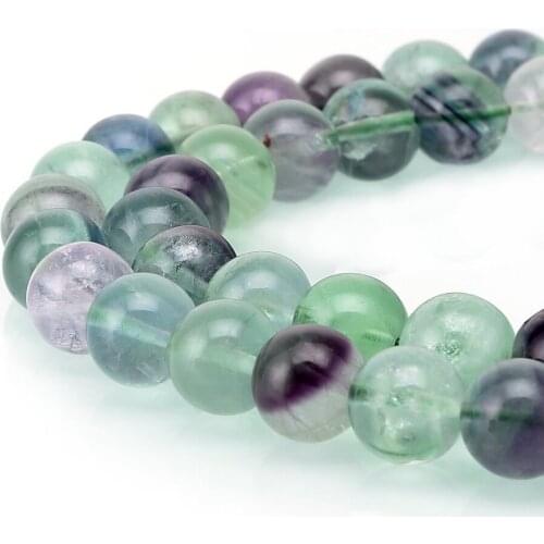 Wholesale Natural Stone Colorful Fluorite Beads Gem Round Loose 15" Strand 4 6 8 10 12 MM Beads For Jewelry Making Bracelets