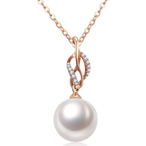 Ociki Rose Gold Color CZ Imitation Pearl Pendant Necklace Chokers for Women Girls Office Lady Gift Wholesale Drop Shipping