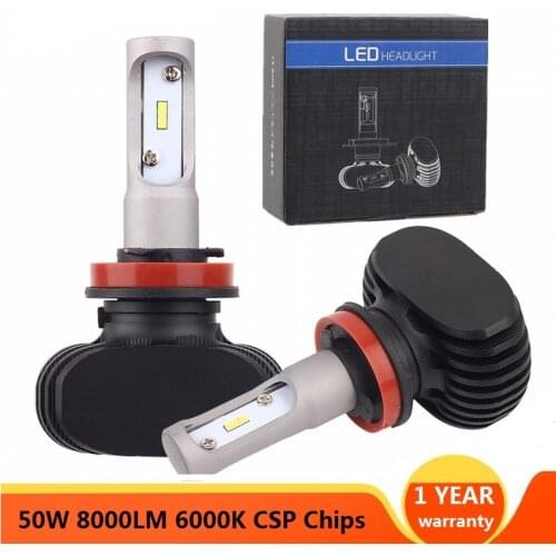 PAMPSEE 2Pcs CSP H8 H11 Lamp H4 Led H7 H1 H3 Car Headlight Bulbs For Auto S1 N1 H27 HB3 HB4 Led Automotive 12V 50W 8000LM 6000K