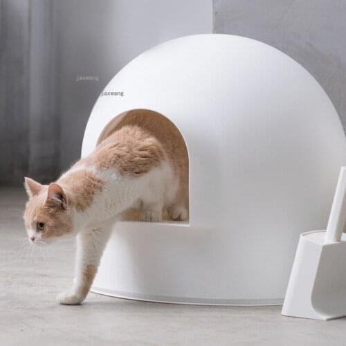 Plastic Cats Indoor Toilet Splash-proof Kitty Litter Box Furniture Fully Enclosed Cat Bedpans Deodorant Sand Box Training Supply