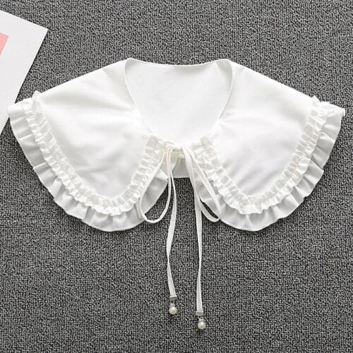 2020 Japanese Women Girls Lolita Doll Double Layer Ruffles Fake Collar Shoulder Wrap White Fake Collar Women Detachable Collars