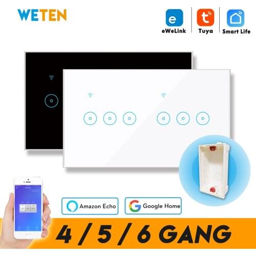 4 5 6 Gang Smart Wifi SWitch Wall Touch Light Switch 220V 110V EU US Tuya eWelink App Remote Control Work with Alexa Google Home