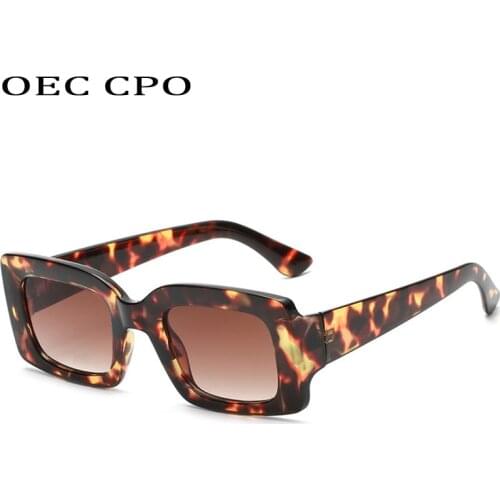 OEC CPO Leopard Frame Square Sunglasses Women Brand Design Vintage Sun Glasses Female Small Punk Eyeglasses Oculos De Sol UV400