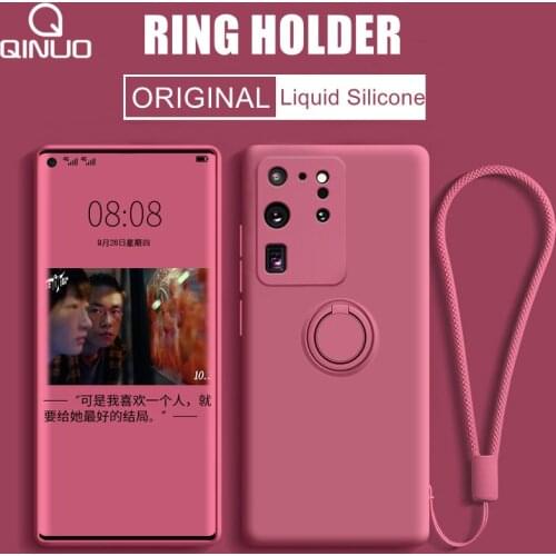 Thin Liquid Silicone Ring Holder Phone Case For Samsung Galaxy S21 Ultra S20 FE S10 S9 S8 Plus A52 A72 A32 A51 A71 A50 A70 Cover