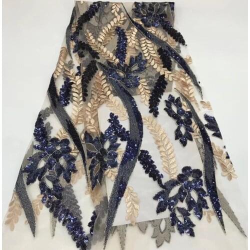 Latest African Sequin Lace Fabric 2021 High Quality Lace Fabric French Tulle Lace Fabric Nigeria Lace Wedding Dress R3953