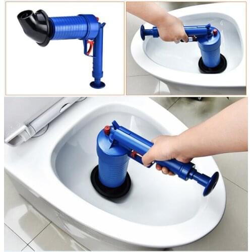 Gun type Pipe dredge toilet plunger 4 different plugs suction as household tools kitchen floor drain
