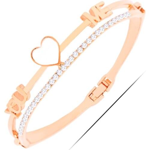 W130 Love Heart Bangle For Girlfriend Gold Color Jewelry 2017 Latest Design Bangle Wholesale Mothers Day Gift