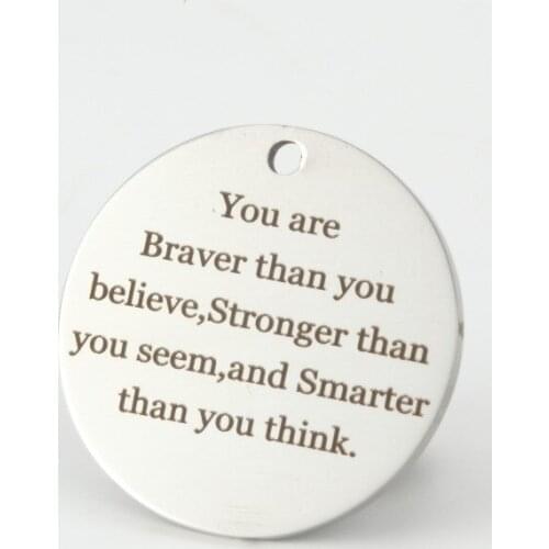 20PCS DIY Stainless Steel Jewelry Letter Pendant You are Braver than you believe DIY Necklace&Bracelet&Earrings Jewelry