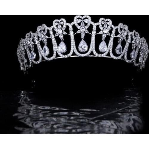 Funmode New Water Drop Cubic Zirconia Women Bridal Hair Accessories Tiara Crown For Female Hairbands Jewelry Wholesale FC08