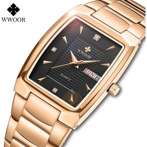 WWOOR 2021 New Square Watch Women Fashion Designer Gevena Bracelet Clock Luxury Rose Gold Ladies Dress Wristwatches Montre Femme