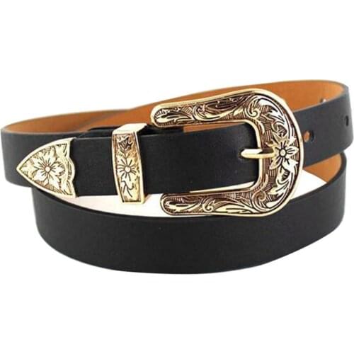 Women Belt Fashion High Quality Faux Leather Single/Double Buckle Western Cowgirl Waist Belt Waistband
