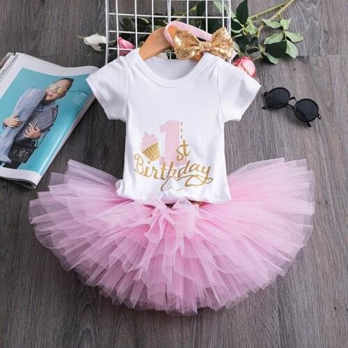 1 Year Baby Girl Dress Birthday Outfits Cotton T-shirts+Short Skirt Tutu Party Clothes Toddler Princess Dress Baby Girl Clothes