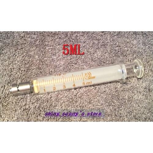 1Pcs 5ml Glass Syringe Luer Lock Head Glass Injector Glass Sampler Brand New