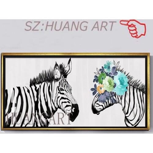 100% Hand Painted Abstract Zebra Art Oil Painting On Canvas Wall Art Frameless Picture Decoration For Live Room Home Decor Gift