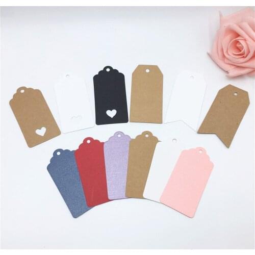 100Pcs/Lot Colorful Scallop Head Shape Kraft Paper Tag Garment Luggage Note Wedding Party Decoration Ornaments Price Hanging Tag