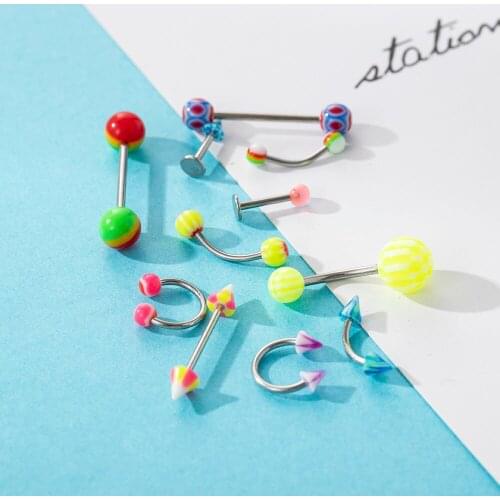 105 Pcs /set Stainless Steel Women Summer Body Piercing Jewelry Bar Lip Nose Rings Navel Nail Belly Button Piercing Umbilical