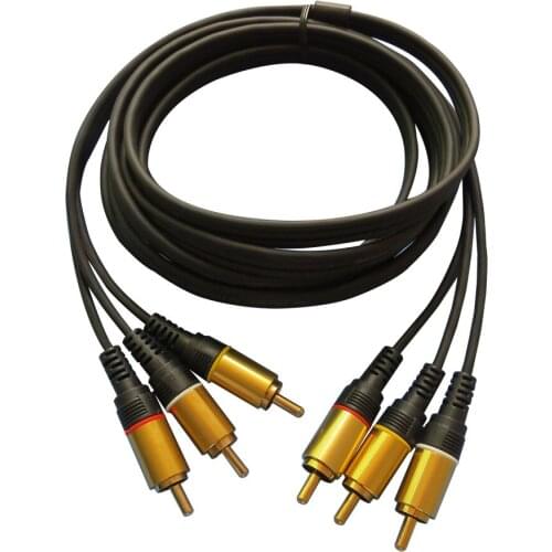 2meter 6ft 3RCA to 3RCA audio cable gold plated