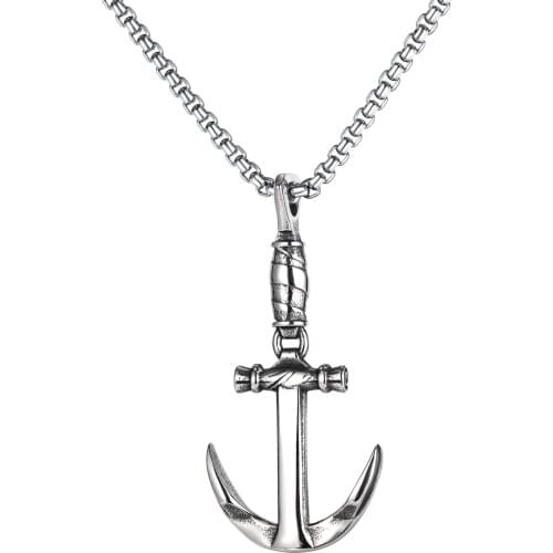 2021 Fashion Stainless Steel Anchor Cross Pendant Necklace Men Punk Pastel Goth Accessories Neck Jewelry Necklaces Friends Gifts