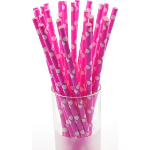 25pcs/lot Dot Chevron Pink Paper Drinking Straws Polka Dot Party Wedding kids birthday ecoration event supplies Straws