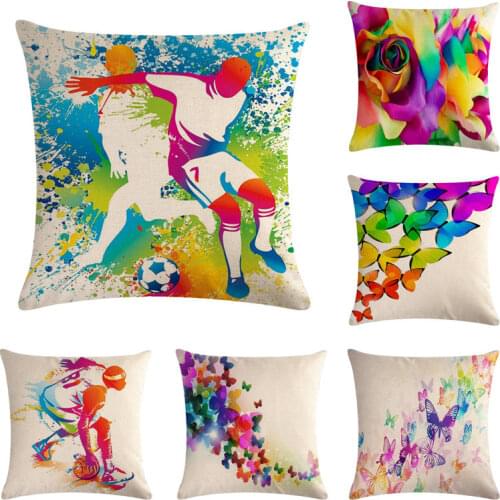 45cm*45cm Painted Sports pattern linen/cotton throw pillow covers couch cushion cover home decorative pillows