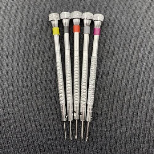 Silver Clock Watch Tools Parts Mini 5 PCS Tone Screwdriver Set for Watch Repair Tool Kit Band Link Pin Remover Screwdrivers