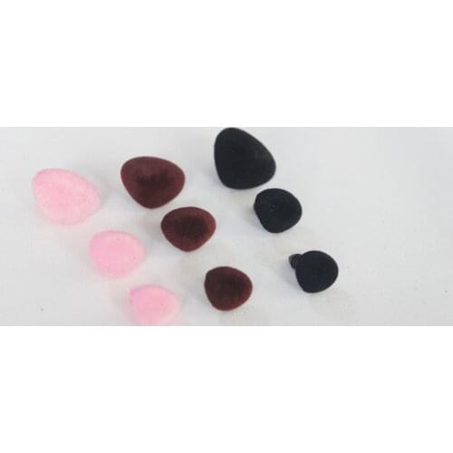 50pcs/lot pink/black/brown flocking Triangular safety toy nose & soft washer for diy doll findings--color option