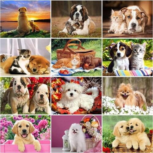 DIY 5D Diamond Painting Dog Cross Stitch Diamond Embroidery Sale Full Round Drill Animal Mosaic Rhinestones Art Wall Hobby Decor