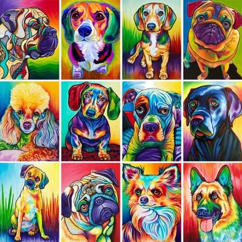 5D DIY Diamond Painting Animal Dog Rhinestone Picture Full Square/Round Diamond Embroidery Rhinestone Mosaic Decoration Gift Kit