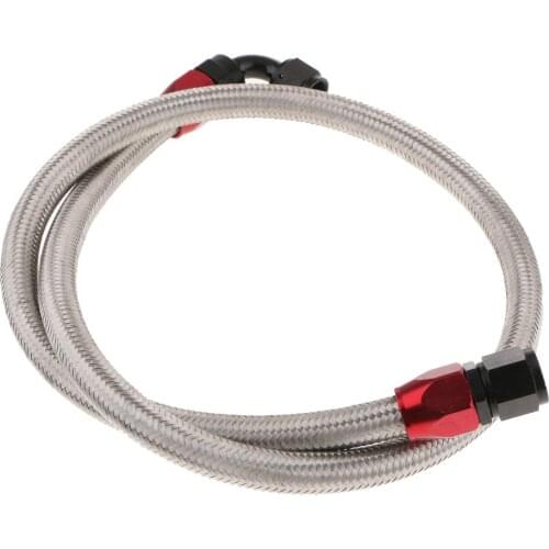 AN-8 Stainless Steel Braided Oil Fuel Hose With 0 Degree 90 Degree Fittings