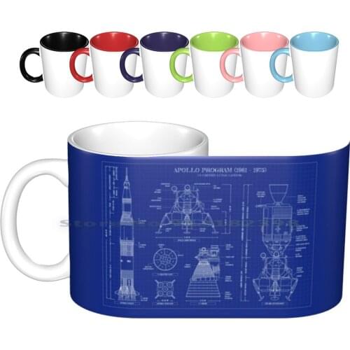 Apollo Program ( 1961-1975 ) Blueprint Ceramic Mugs Coffee Cups Milk Tea Mug Rockets Rocket Engine Engines Exploration Moon