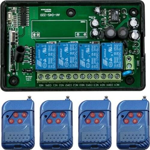 AC85v~250V 110V 220V 230V 4CH RF Wireless Remote Control Relay Switch Security System Garage Doors Gate Electric Doors lamp