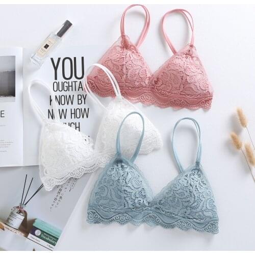 1/2PCS French Style Bralette Seamless Deep V Lace Bra Wireless Thin Underwear Sexy Lingerie Soft Push Up Bras For Women Hot