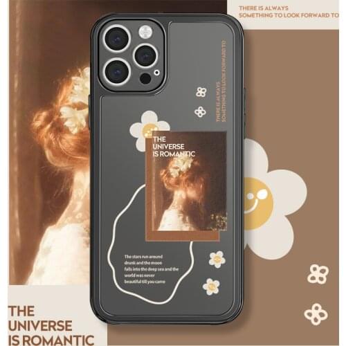 Retro french sweet girls Back Profile Flower art Phone Case For iPhone 11 12 Pro Max Xs Max XR Xs 7 8 Plus 7Plus case Cute Cover