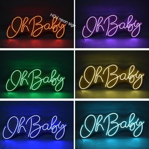 Decor Plaques Signs RGB Change Color Sound Control Oh BABY LED Neon Sign Custom Wall Lights Party Wedding Shop Window Birthday